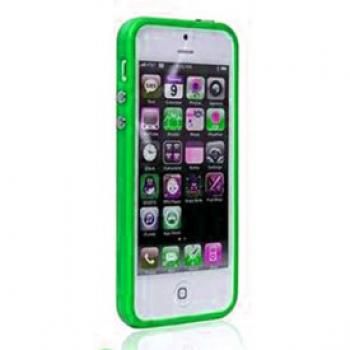 iPhone 5 Bumper Metal Button Silicone TPU Frame Cover in Parrot Green